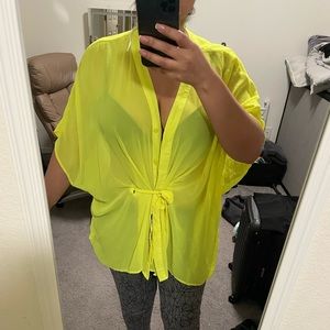 Neon yellow swim coverup